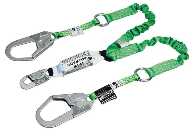 Miller 6 ft. Double leg Web Lanyard w/SofStop 1 locking snap hook and ...