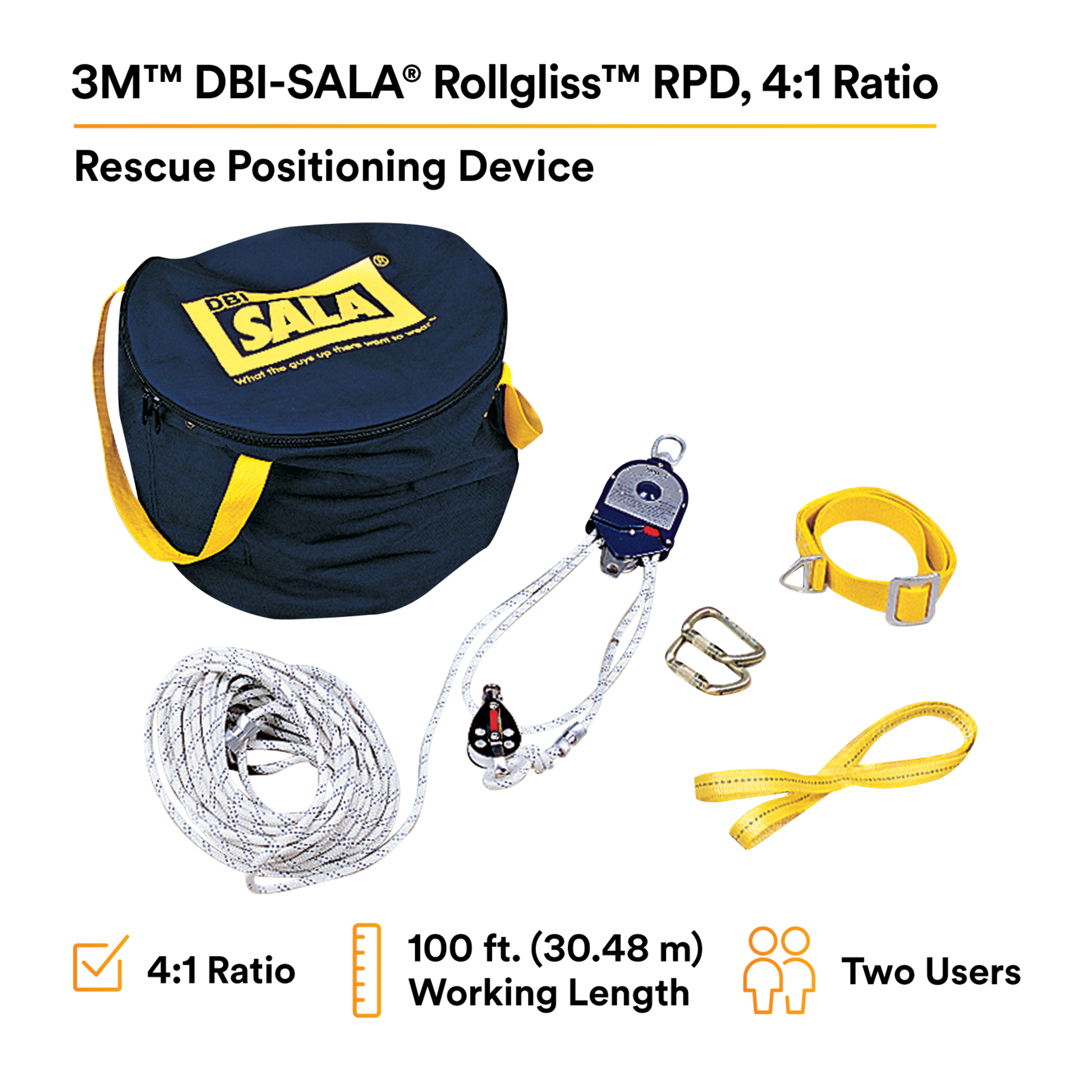 3M DBI-SALA Rollgliss RPD Rescue Positioning Device - 4:1 Ratio - 3602 ...