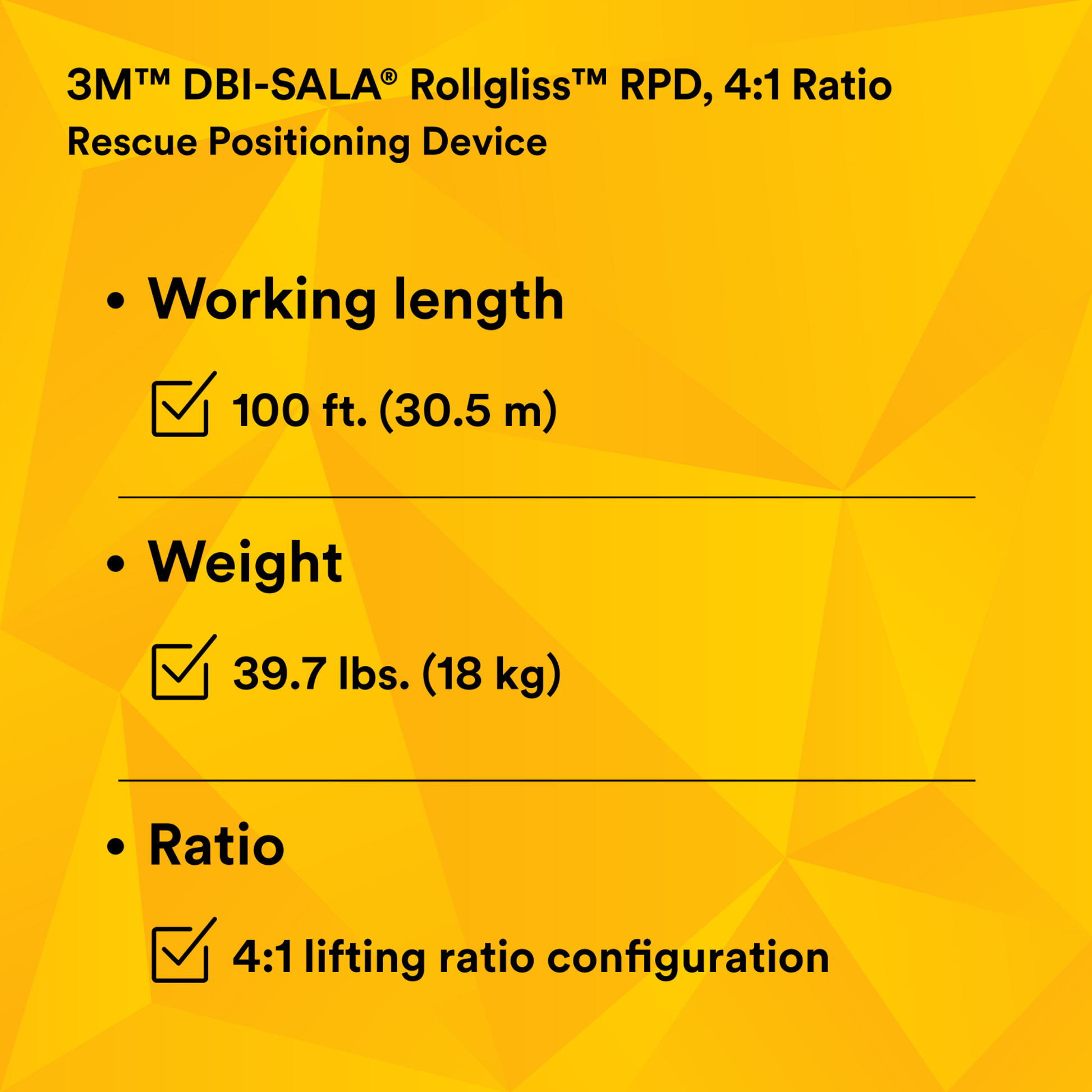 3M DBI-SALA Rollgliss RPD Rescue Positioning Device - 4:1 Ratio - 3602 ...
