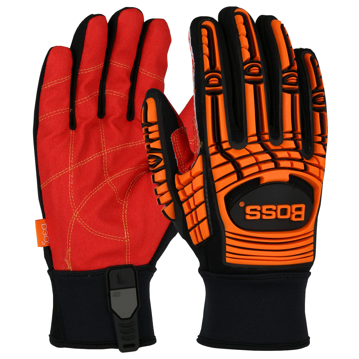 Boss Hi Performance Glove Red PVC Grip Palm & Sp&ex Back TPR Impact Pr ...