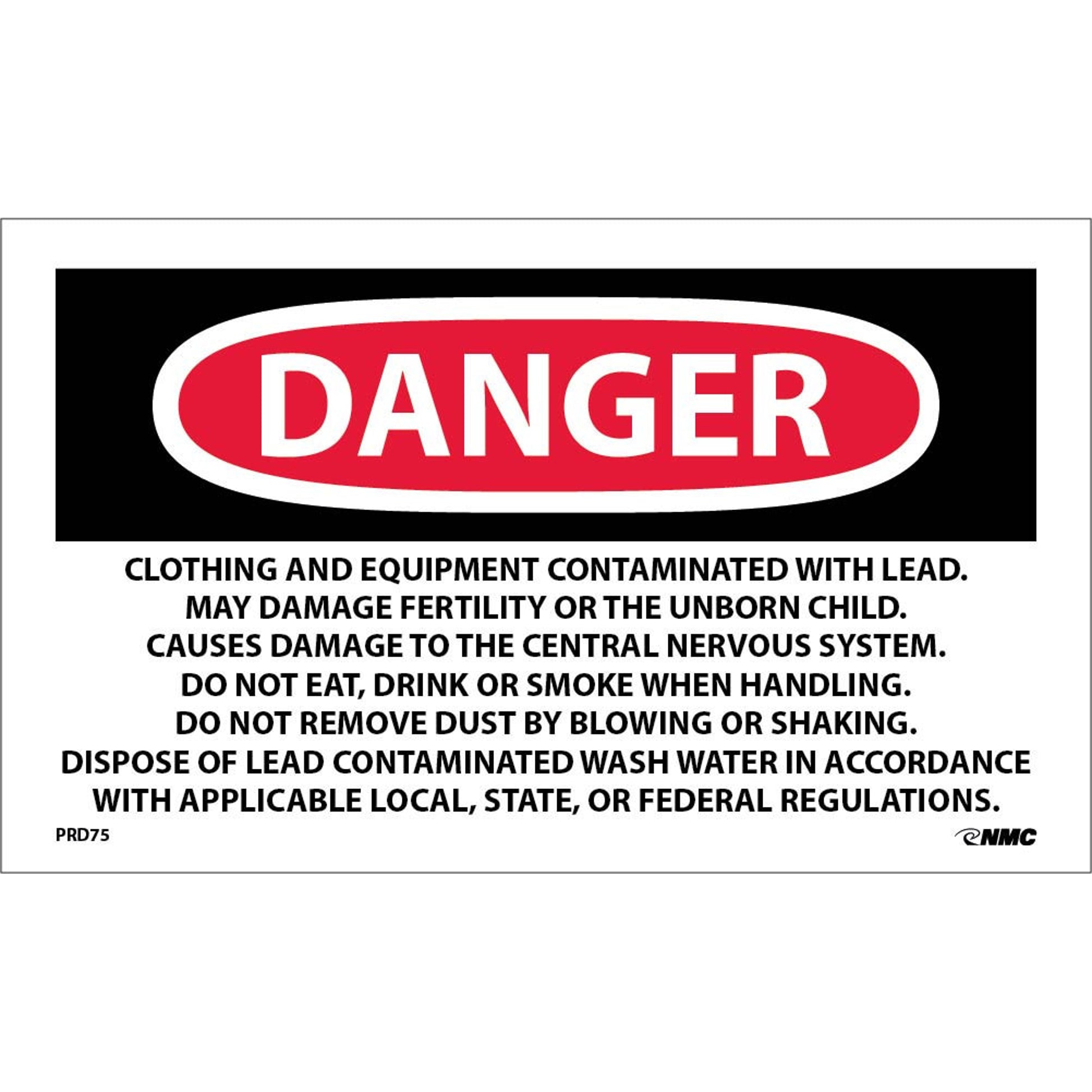 Labels - Danger: Lead Containing Hazardous Waste Avoid Creating Dust R ...