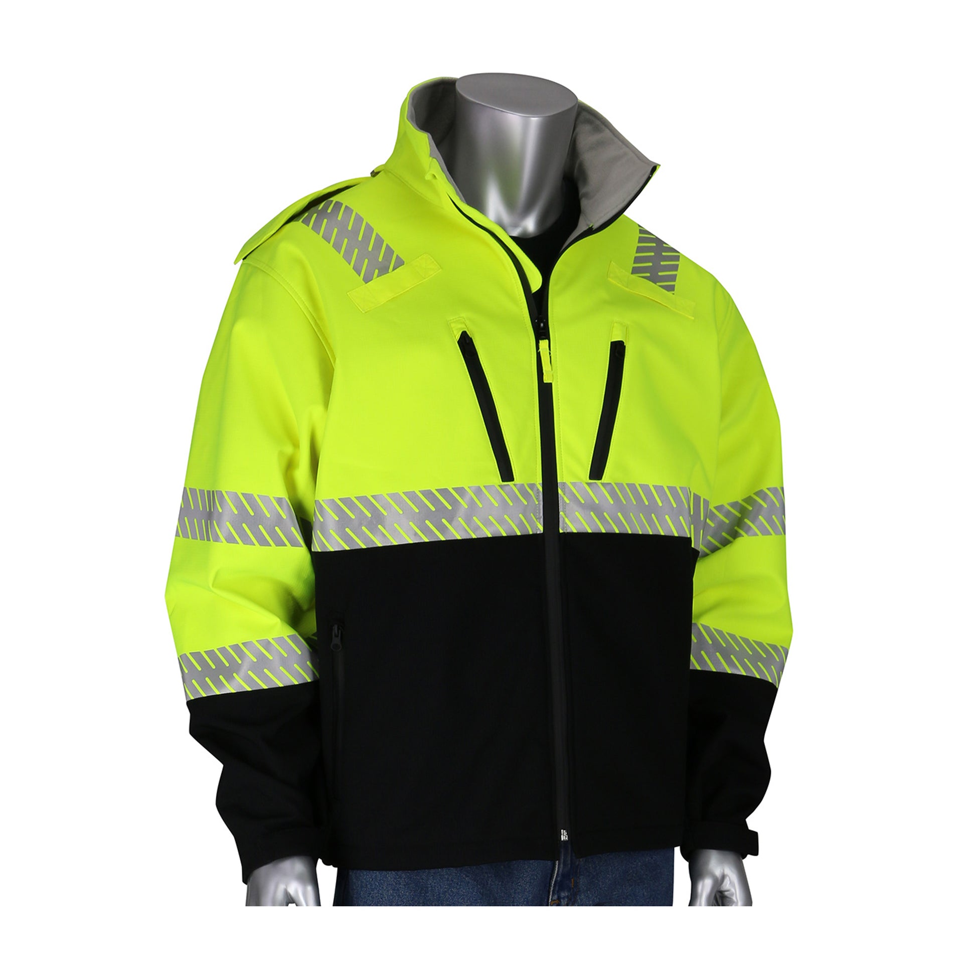 PIP ANSI Type R Class 3 Ripstop Softshell Black Bottom Jacket - Hi-Vis ...