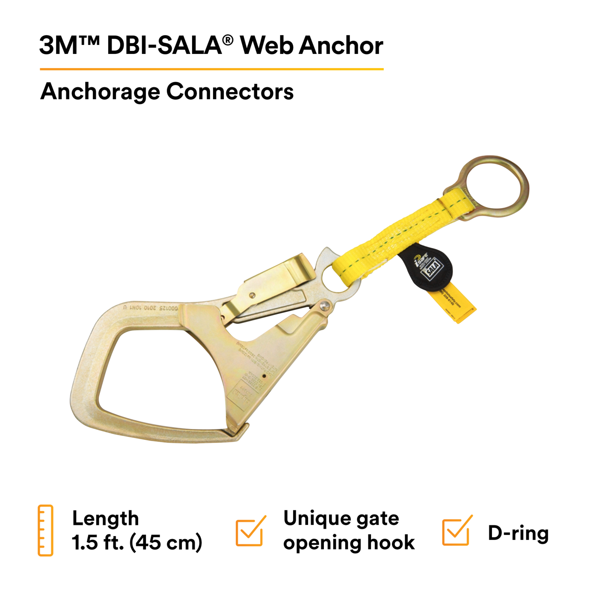 3M DBI-SALA Web D-ring Extension Anchor - Polyester - 1.58 ft - 123130 ...