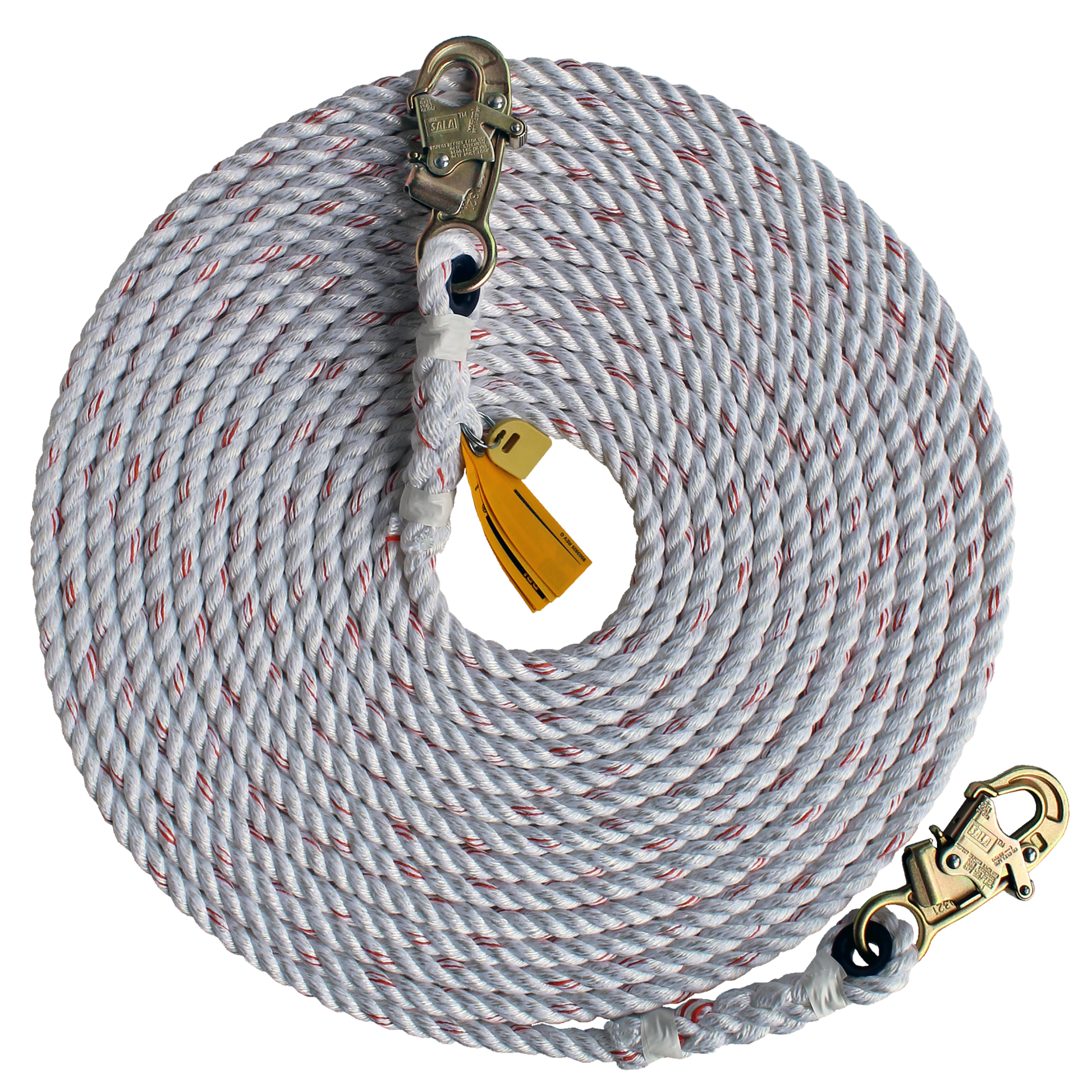 Life Line Rope Wrap 3M DBI-SALA Rope Lifeline with Snap Hook Both Ends - 5/8 in Polyester ...