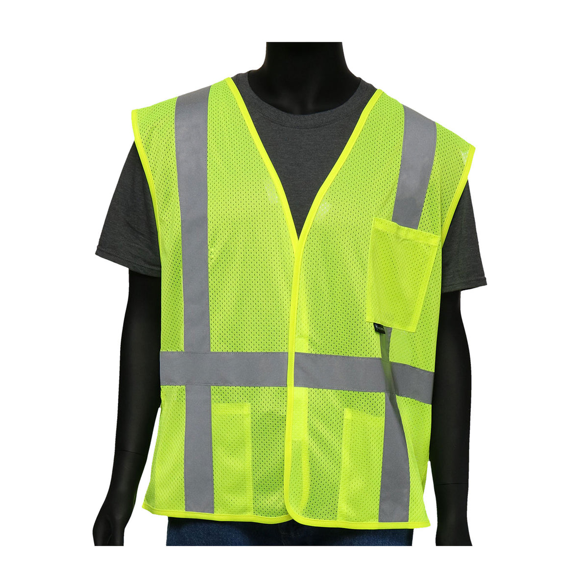 Viz-Up ANSI Type R Class 2 FR Treated Three Pocket Mesh Vest - Hi-Vis ...