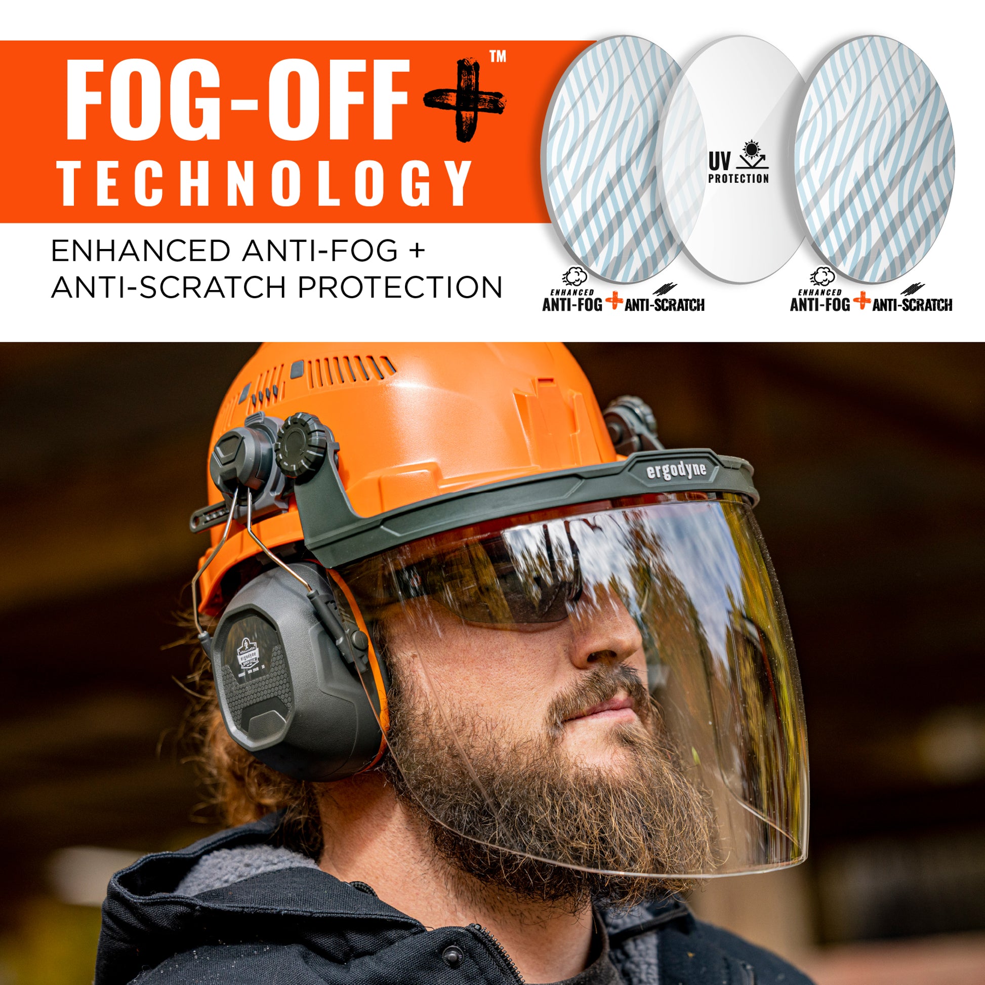 Ergodyne Skullerz 8994 Anti-Scratch & Anti-Fog Hard Hat Face Shield wi ...