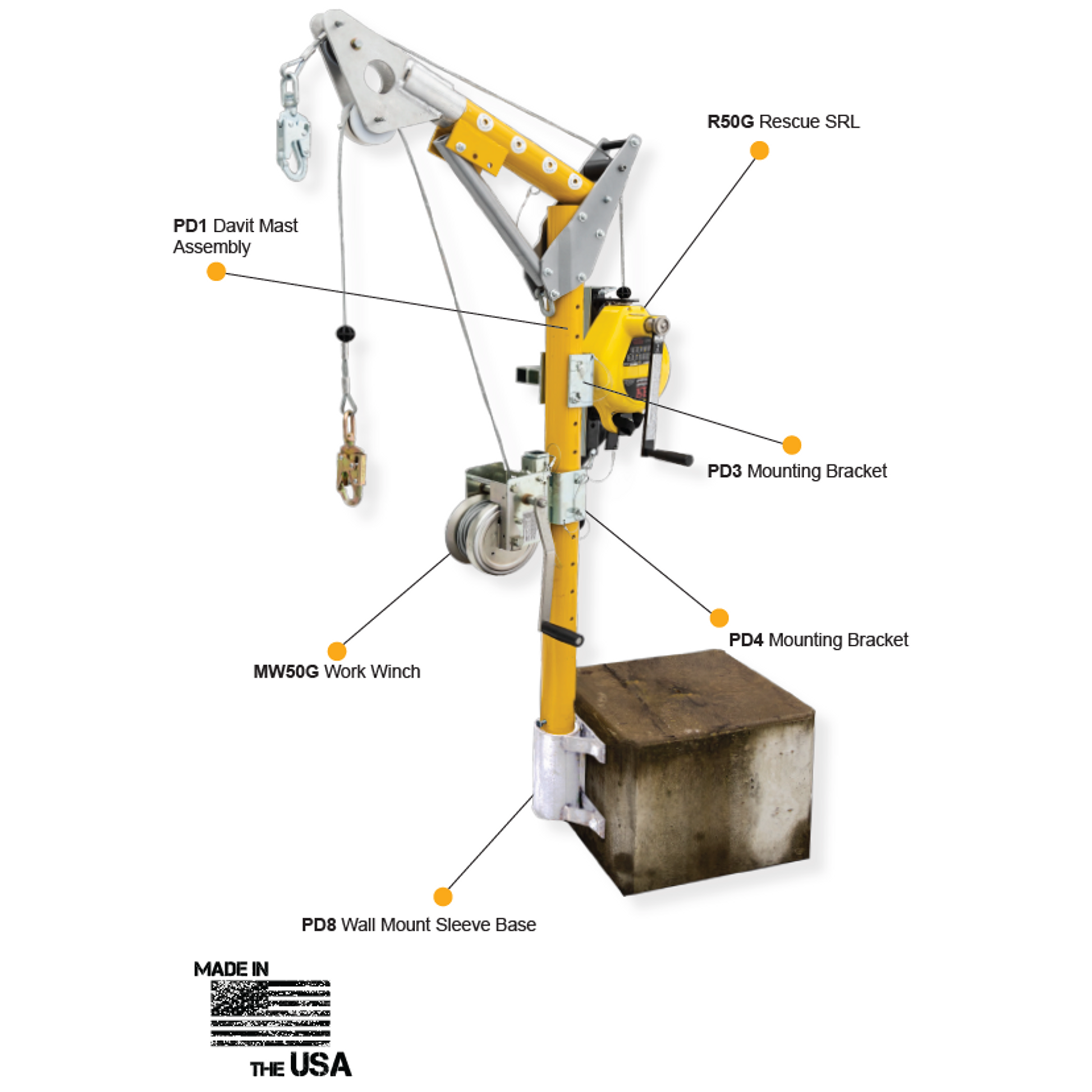 French Creek Wall Mount Sleeve PD8 Base Confined Space Entry Kit w/ 50 ...