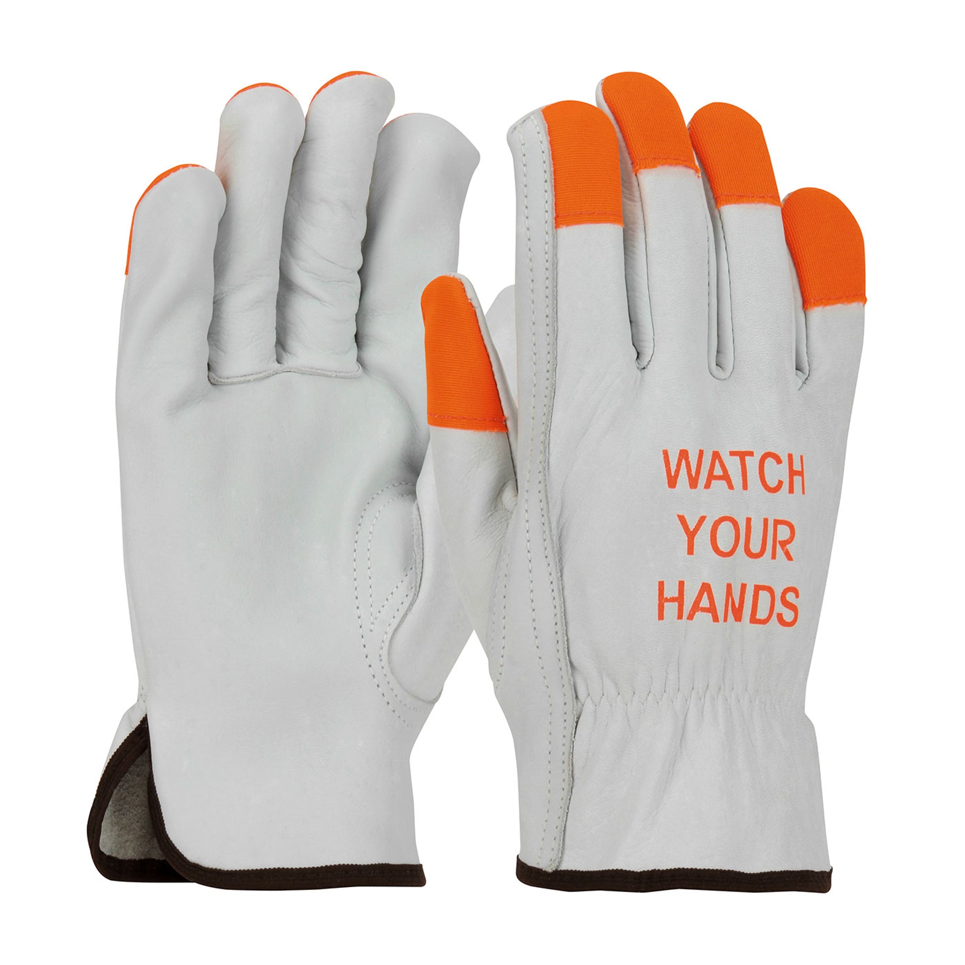 PIP Economy Grade Top Grain Cowhide Leather Drivers Glove w/Hi-Vis Fin ...