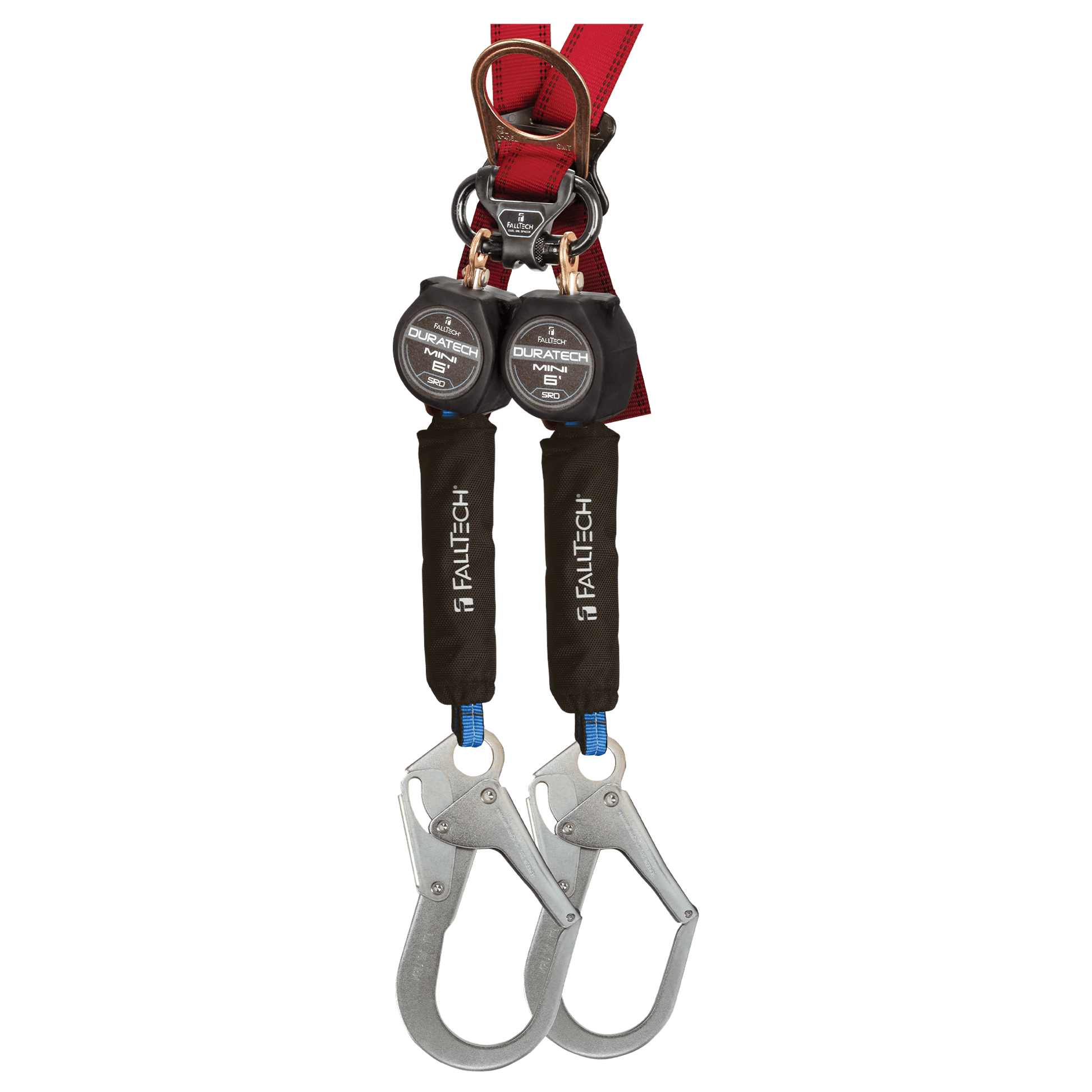 FallTech 6' Class 1 Mini Twin-Leg Personal SRL with Steel Rebar Hooks ...