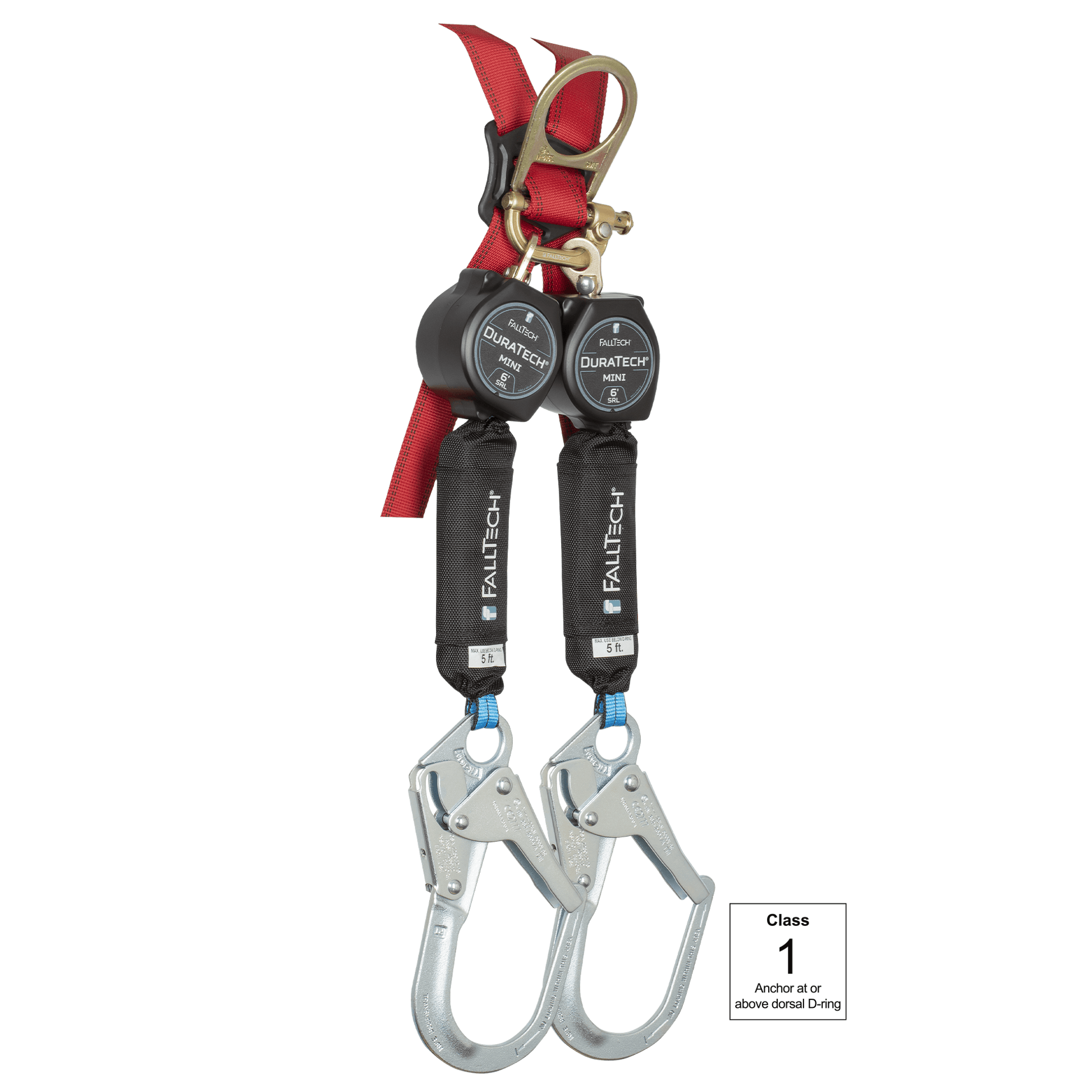 Falltech Srl R FallTech 6' Mini Twin-Leg Personal SRL with Steel Rebar Hooks Includes ...