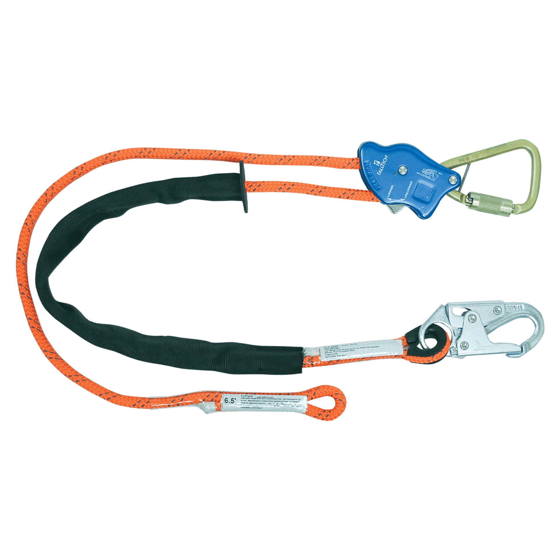 FallTech 6.5' Tower Climber Rope Positioning Lanyard with Aluminum Adj ...