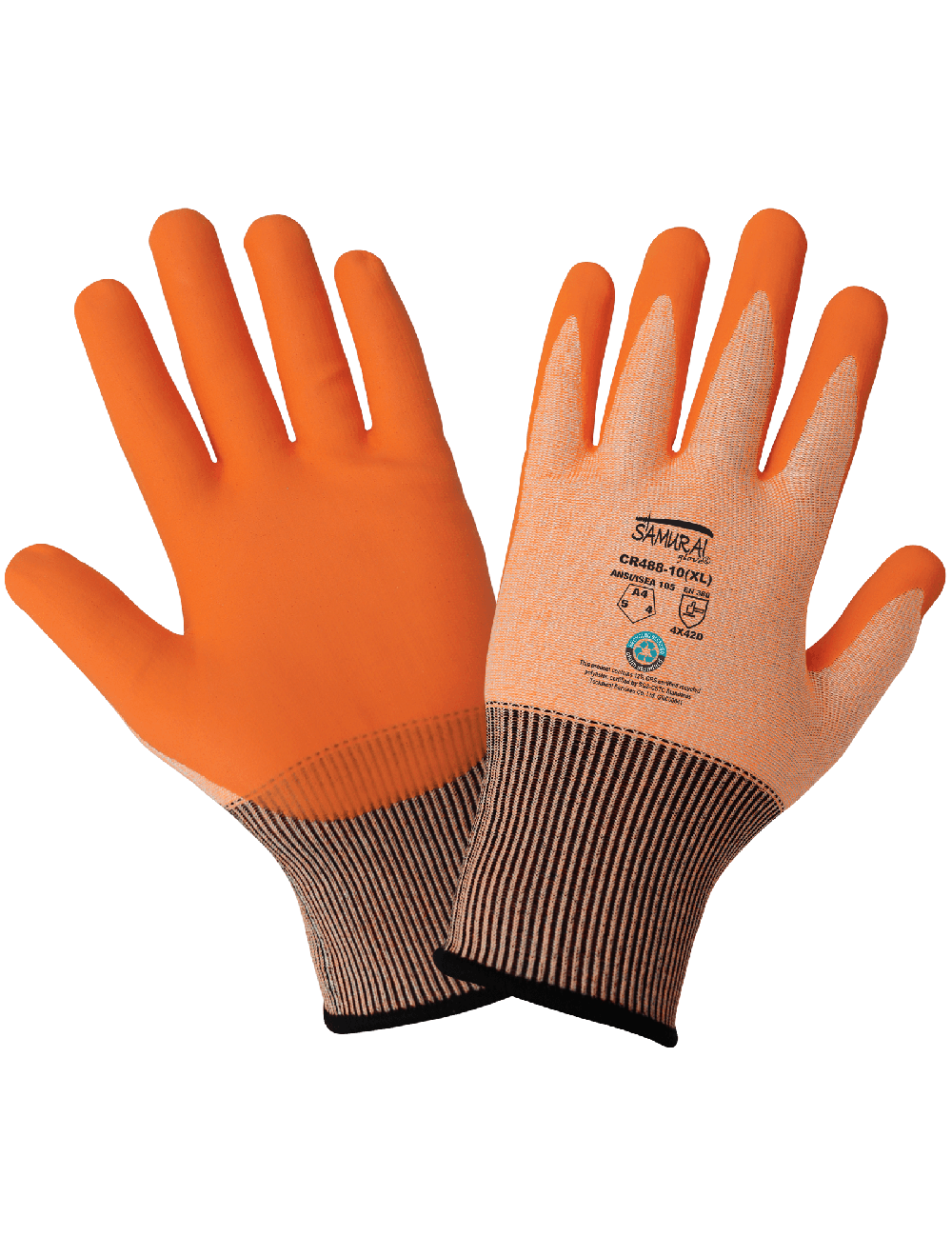 Global Samurai Glove High-Visibility 18-Gauge Nitrile Coated Cut A4 ...