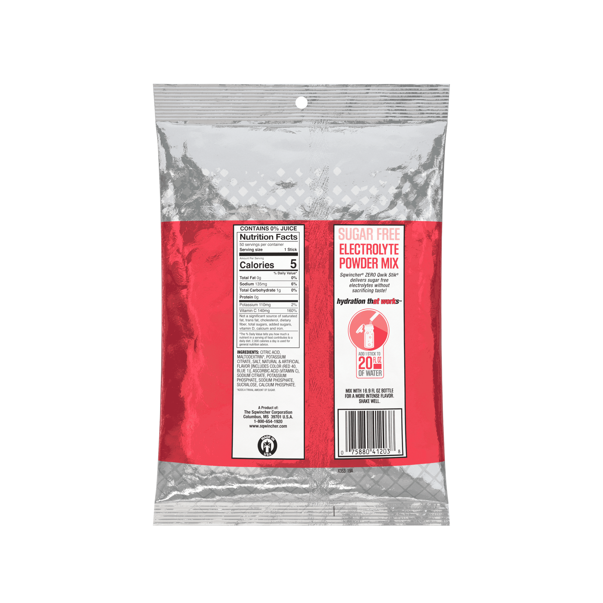Sqwincher Qwik Stik Zero Sugar Free Single Serve 20 oz Yield Packs - F ...