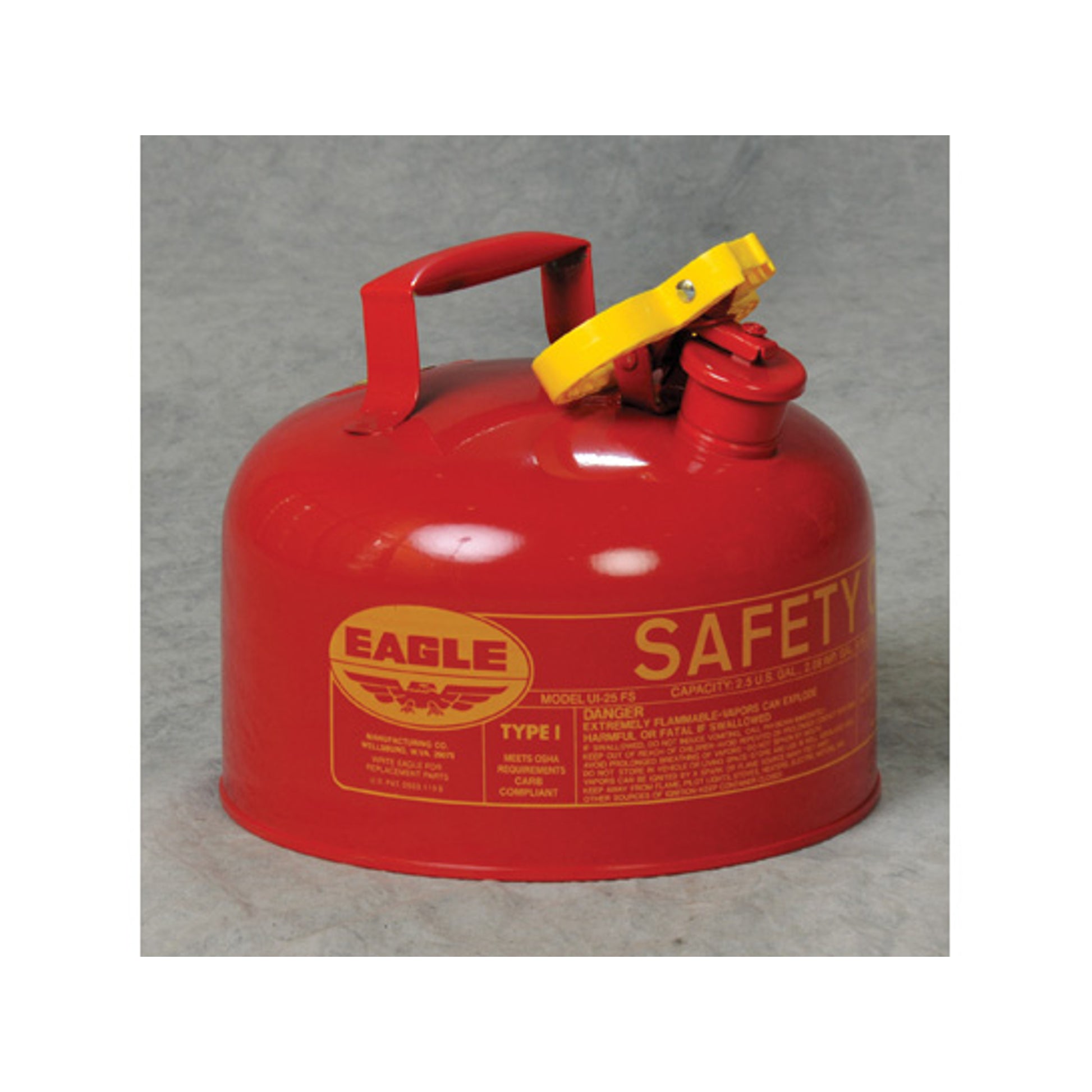 Justrite Type I Steel Safety Can for Flammables - 2.5 Gallon - Flame A ...